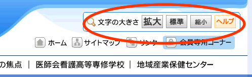 文字の拡大、縮小ボタン